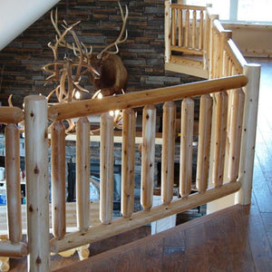 log railing on a balcony