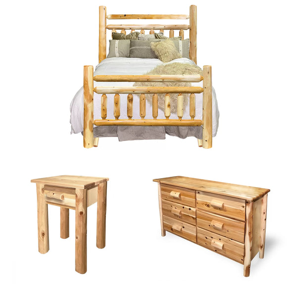 Log Bedroom Set | Lodge in Hand Hewn Log Texture from LogHeads Home Center Log Furniture Manufacturing Company in Lancaster, KY