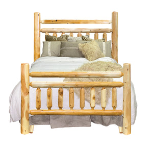 Log Bed | Lodge Log Bed in Hand Hewn Log Texture from LogHeads Home Center log furniture manufacturing company in Lancaster, KY