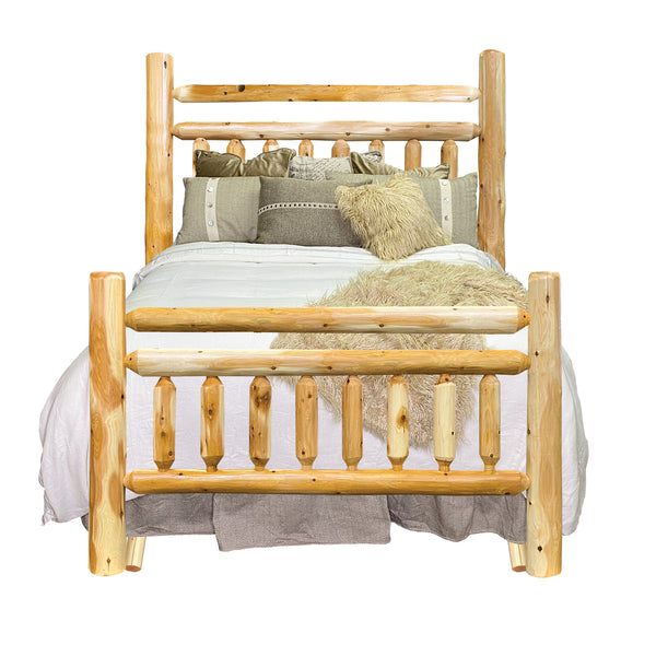 Log Bed | Lodge Log Bed in Hand Hewn Log Texture from LogHeads Home Center log furniture manufacturing company in Lancaster, KY