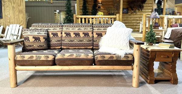 Log Couch | Rustic Paddle Arm Couch - LogHeads Home Center
