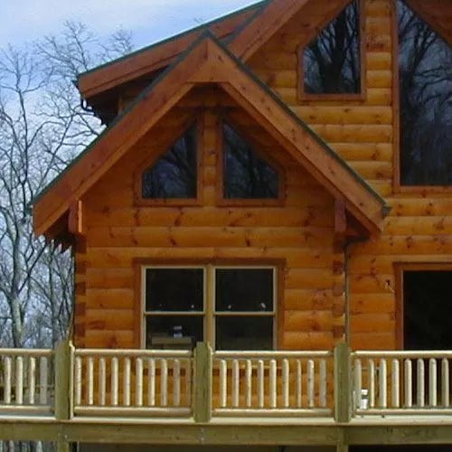 log cabin porch railing with custom log railing
