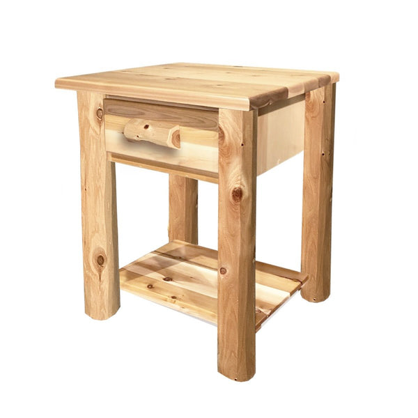 Hand Hewn 24 inch Nightstand with Shelf