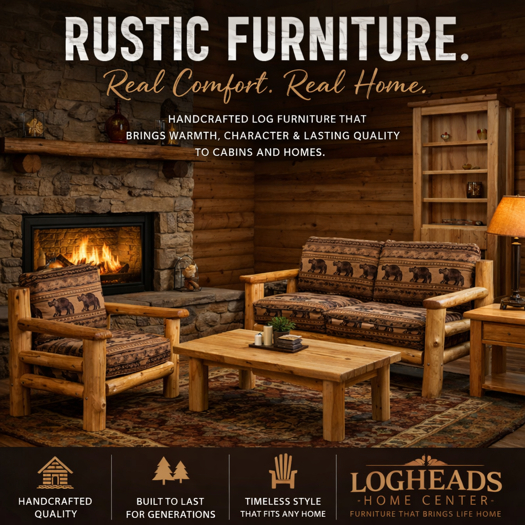 Rustic Log Furniture for Cabins & Homes | LogHeads Home Center | rustic furniture near you
