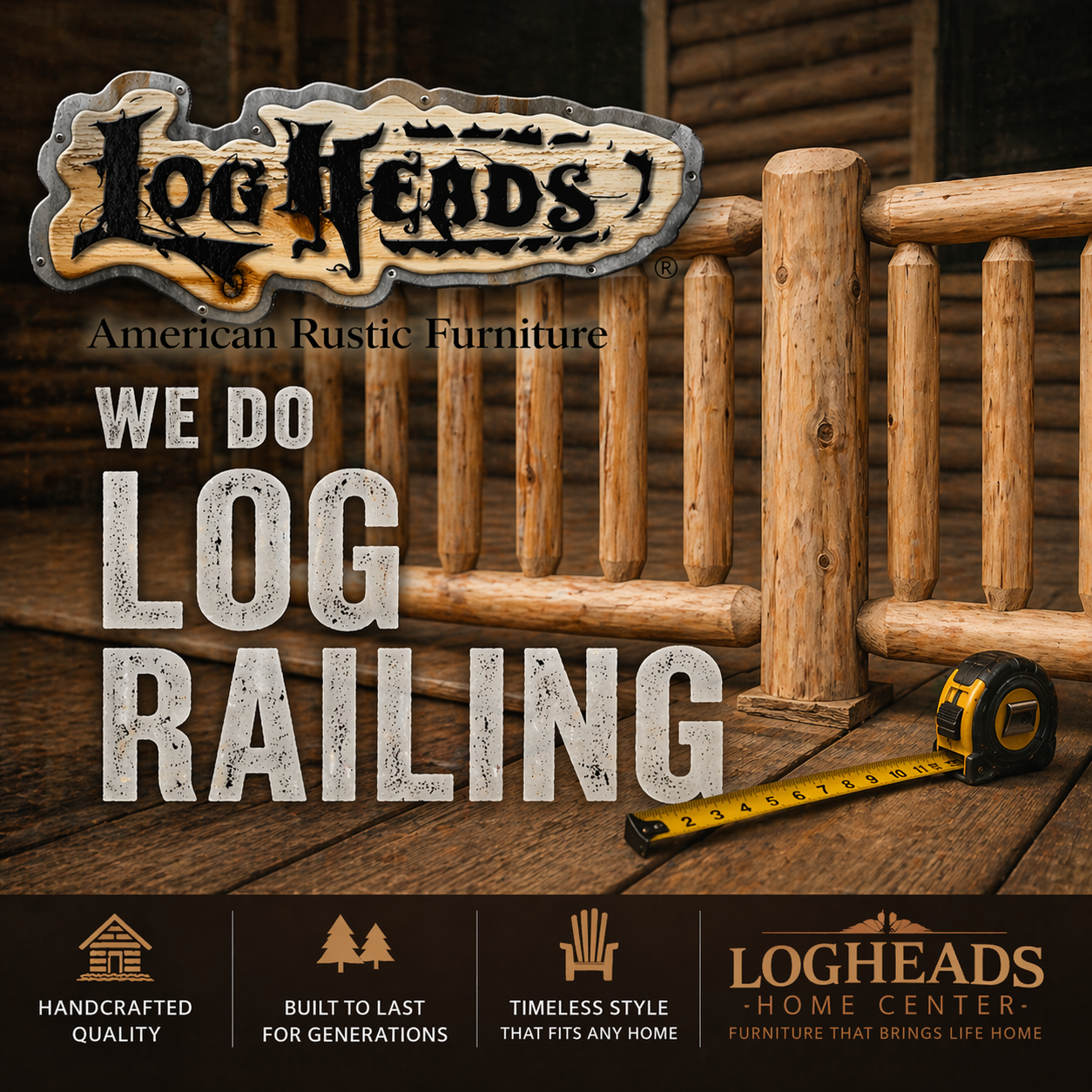 Log Railing for decks and stairs