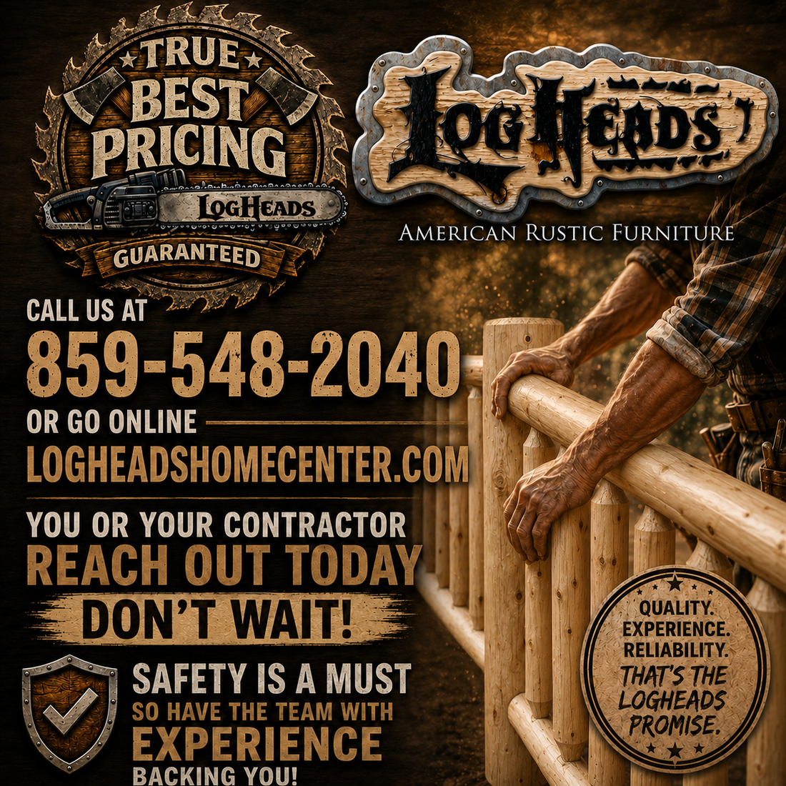 Log Railing, Log Railing kits, Custom railings
