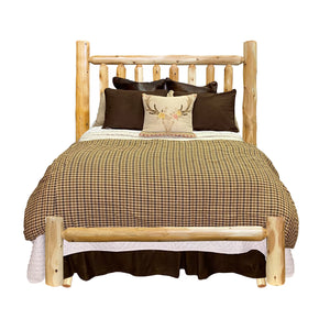 Log Bed | 4 Poster Log Bed with open end footboard in Hand Hewn Log Texture from LogHeads Home Center Log Furniture Manufacturing Company in Lancaster, KY