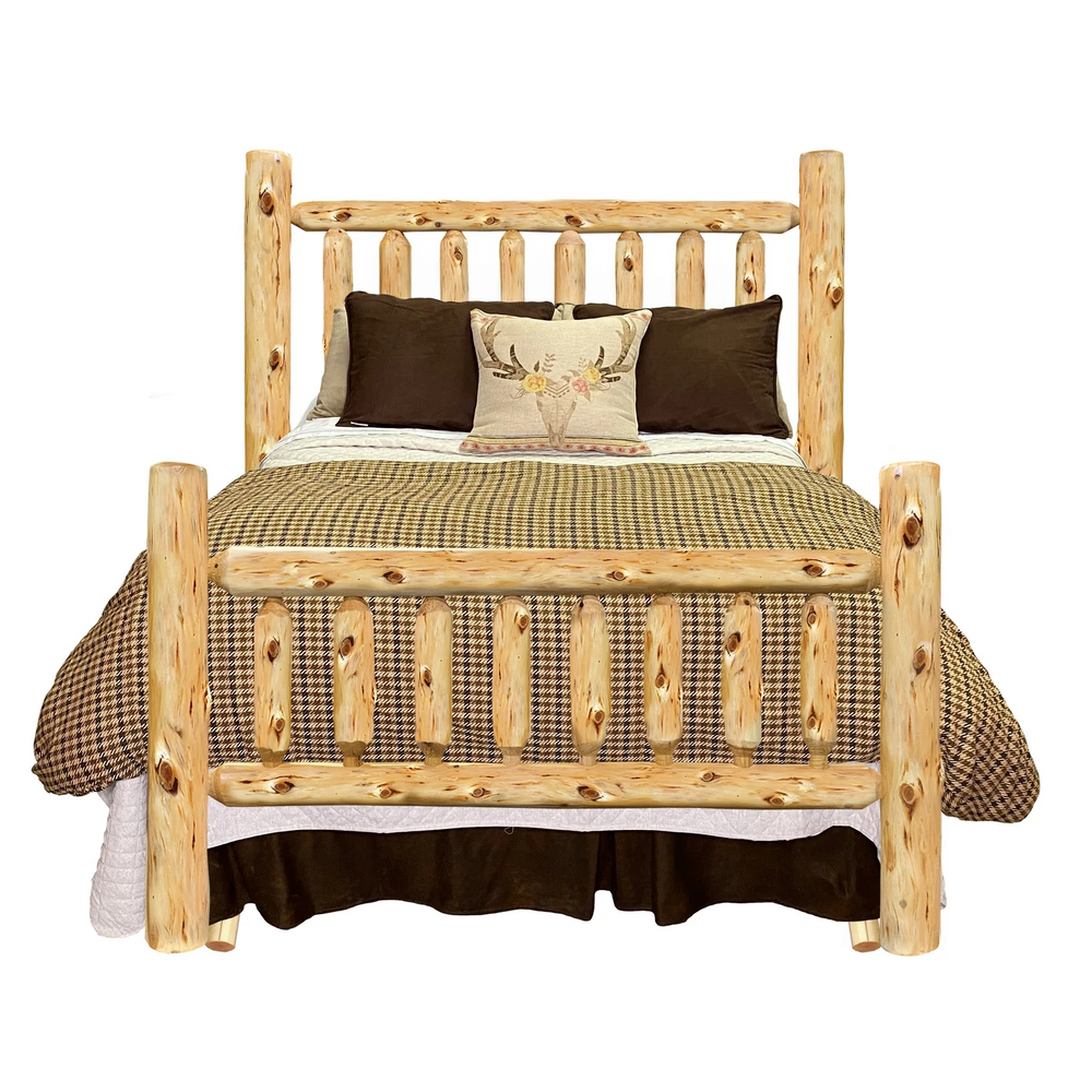 Log Bed | 4 Poster Log Bed Frame in Elk Ridge Log Texture from the Log Furniture Manufacturing Company LogHeads Home Center