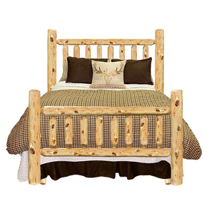 Log Bed | 4 Poster Log Bed Frame in Elk Ridge Log Texture from the Log Furniture Manufacturing Company LogHeads Home Center