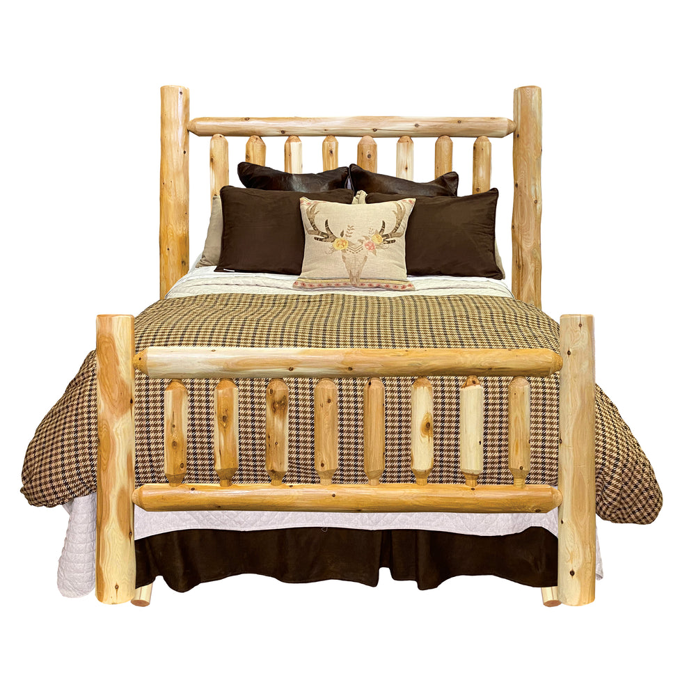 Log Bed | 4 Poster Log Bed in Hand Hewn Log Texture from LogHeads Home Center Log Furniture Manufacturing Company in Lancaster, KY