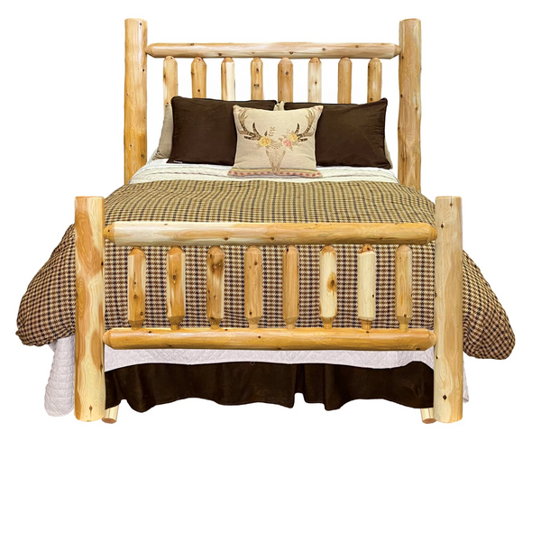 Log Bed | 4 Poster Log Bed in Hand Hewn Log Texture from LogHeads Home Center Log Furniture Manufacturing Company in Lancaster, KY