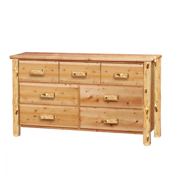 Log Dresser | Medium 7 Drawer Cedar Dresser in Elk Ridge Log Texture