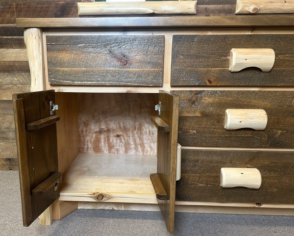Rustic Bathroom Vanity with dark stain LogHeads Home Center