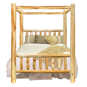 Rustic Canopy Log Bed Hewn texture