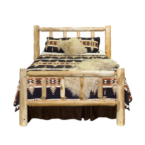 Log Bed| Clear Creek Log Bed in Hand Hewn Log Texture from LogHeads Home Center Log Furniture Manufacturing Company in Lancaster, KY