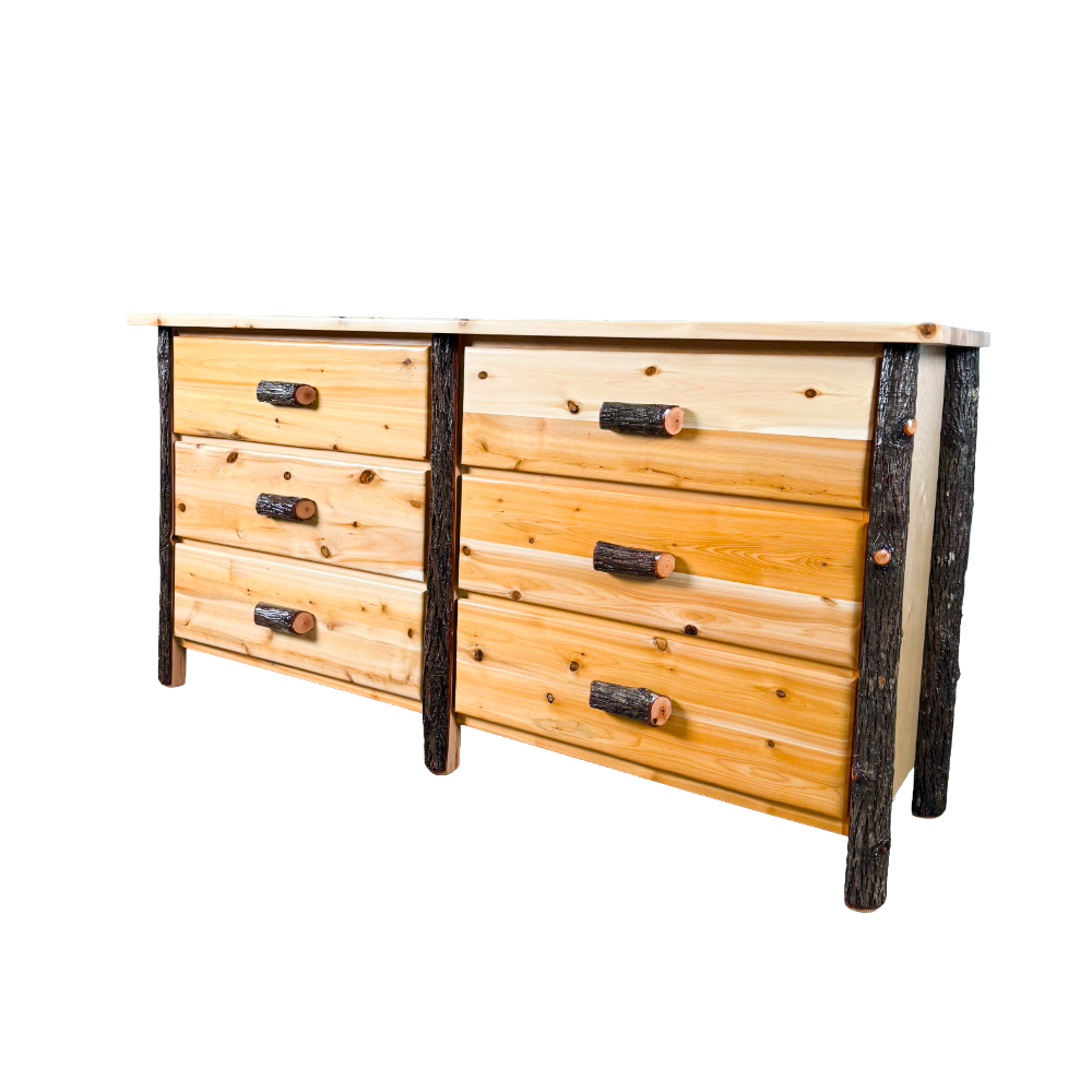 Large 6 Drawer Hickory Log Dresser