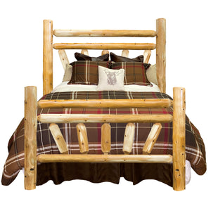 Log Bed | Starburst Lodge Log Bed Frame in Hand Hewn Log Texture from LogHeads Home Center Log Furniture Manufacturing Company