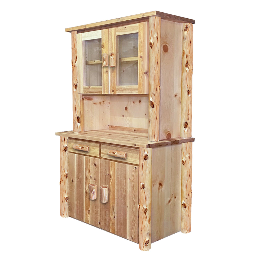Rustic Buffet Cabinet and Large Hutch by LogHeads Home Center Log Furniture Manufacturing