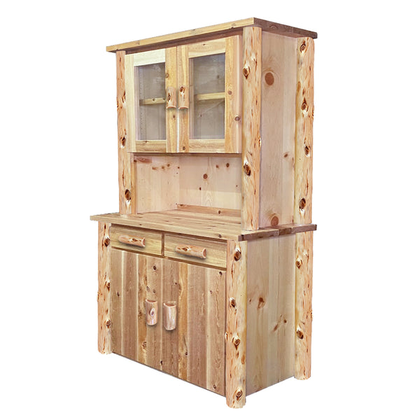 Rustic Buffet Cabinet and Large Hutch by LogHeads Home Center Log Furniture Manufacturing