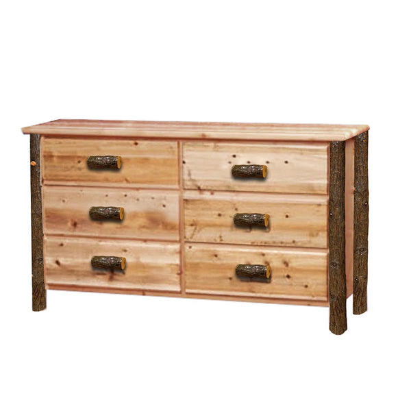 Log Dresser | Large 6 Drawer Cedar Dresser in Hickory Log Texture from LogHeads Home Center Log Furniture Manufacturing Company