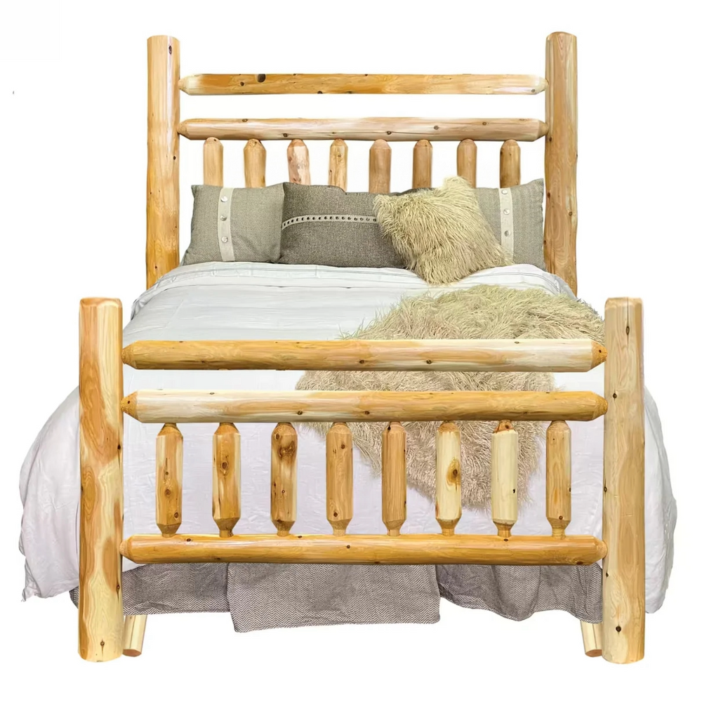 Log Bed | Lodge Log Bed in Hand Hewn Log Texture from LogHeads Home Center log furniture manufacturing company in Lancaster, KY