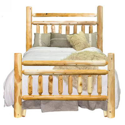 Log Bed | Lodge Log Bed in Hand Hewn Log Texture from LogHeads Home Center log furniture manufacturing company in Lancaster, KY