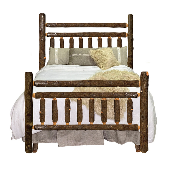 Log Bed | Lodge Log Bed Frame in Hickory Log Texture from LogHeads Home Center from LogHeads Home Center Log Furniture Manufacturing Company in Lancaster, KY