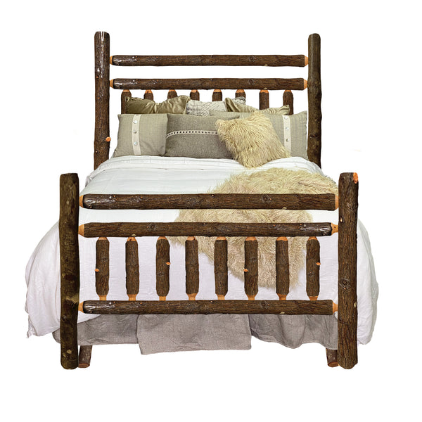 Log Bed | Lodge Log Bed Frame in Hickory Log Texture from LogHeads Home Center from LogHeads Home Center Log Furniture Manufacturing Company in Lancaster, KY