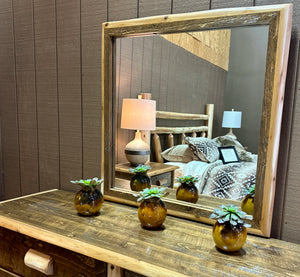 Large Rustic Inlay Vanity Mirror LogHeads Home Center