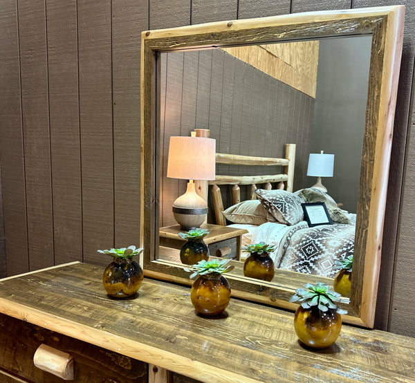 Large Rustic Inlay Vanity Mirror LogHeads Home Center