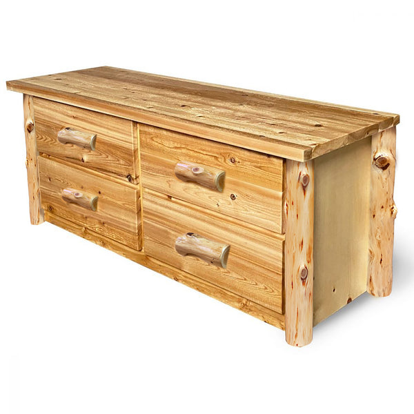 Cedar Chest | 4 Drawer Queen Rustic Chest in Elk Ridge Log Texture