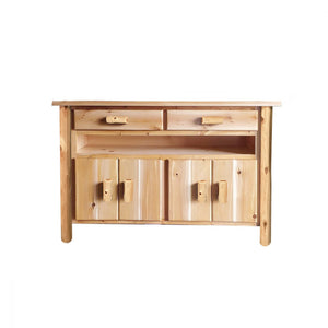 Rustic 2 Drawer 4 Door Entertainment Center in Hand Hewn Log Texture