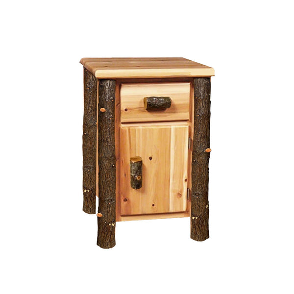 Hickory 1 Drawer rustic nightstand with door-LogHeads Home Center