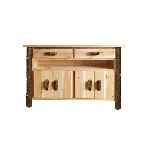 Rustic 2 Drawer 4 Door Entertainment Center in Hickory Log Texture