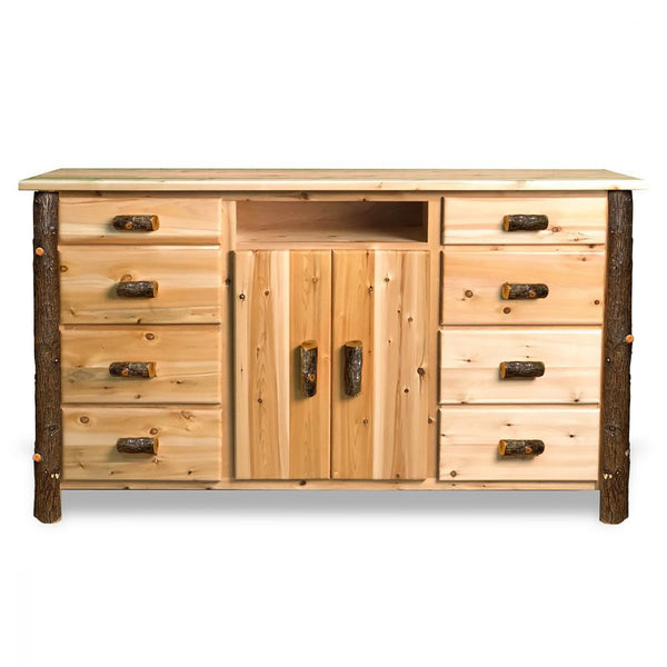 Rustic Entertainment Dresser & TV Stand in Hickory Log Texture