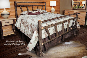 Log Bed | Starburst Lodge Log Bed Frame in Hickory Log Texture from LogHeads Home Center Log Furniture Manufacturing Company