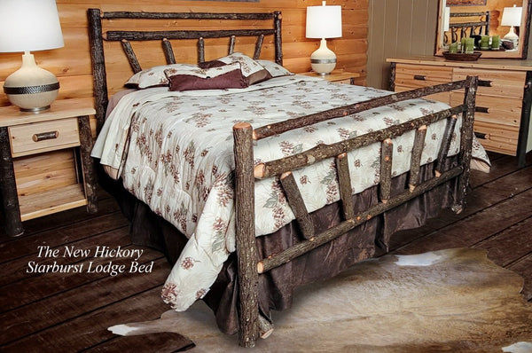 Log Bed | Starburst Lodge Log Bed Frame in Hickory Log Texture from LogHeads Home Center Log Furniture Manufacturing Company