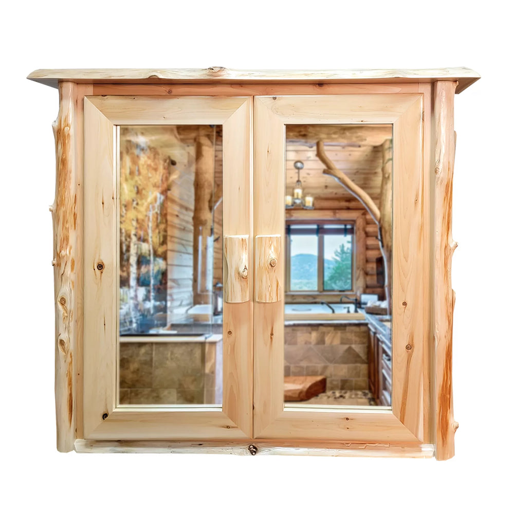 Rustic Medicine Cabinet with mirrored doors from LogHeads Home Center