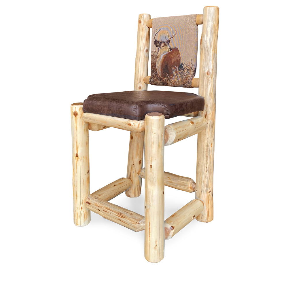 Rustic Upholstered Bar Chair from LogHeads Home Center