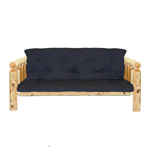 Log Futon | Rustic Futon in Elk Ridge Log Texture with optional black mattress from Log Heads Home Center Log Furniture Manufacturing Facility in Central Kentucky