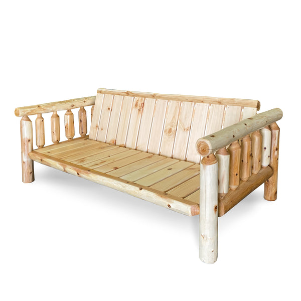 Log Futon | Rustic Futon Solid wood frame in Hand Hewn Log Texture from Log Heads Home Center Log Furniture Manufacturing Facility in Central Kentucky