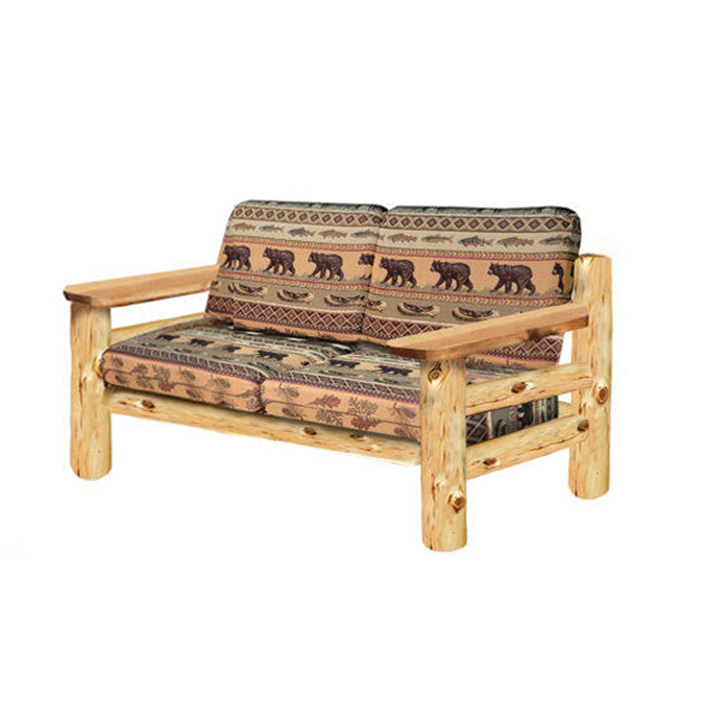 Log Love Seat | Rustic Paddle Arm Loveseat in Elk Ridge Log Texture from LogHeads Home Center the Log Furniture Manufacturing Company located in Lancaster, KY