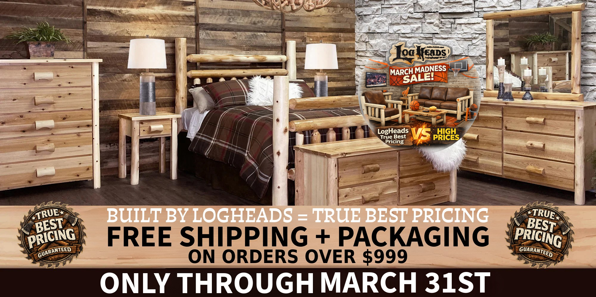 ​Log furniture I Rustic Furniture I Handmade in America I Log bedroom set
