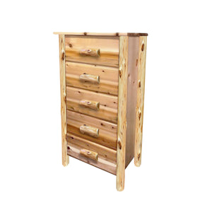 Cedar Chest | Small 5 Drawer Rustic Chest in Elk Ridge Log Texture from LogHeads Home Center Log Furniture Manufacturing Company
