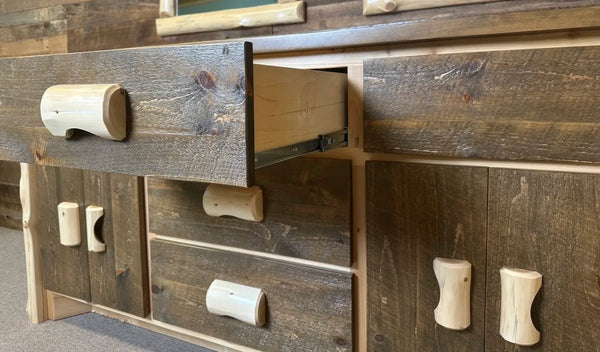 Rustic Bathroom Vanity with full extension drawer glides - LogHeads Home Center