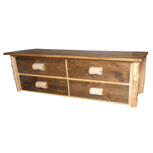 Cedar Chest | 4 Drawer King Rustic Chest in Elk Ridge Log Texture with Dark Brown Saddle Stain from LogHeads Home Center