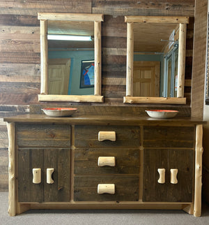 Small Rustic Vanity Mirror with Elk Ridge Logs from LogHeads Home Center
