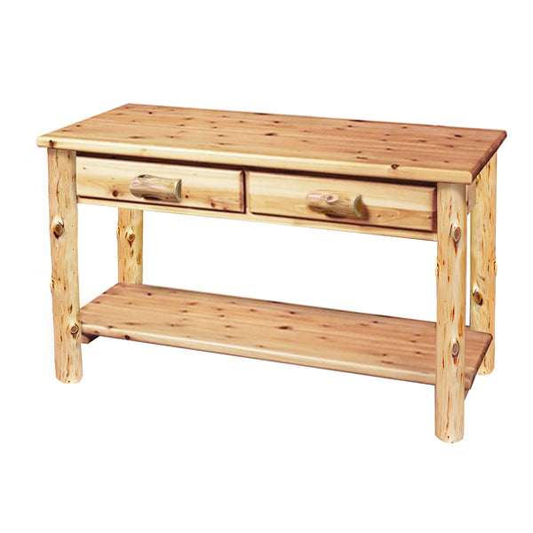 Rustic Sofa Table | 2 Drawer - LogHeads Home Center