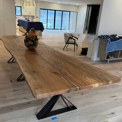 SOLD: 14' Custom Slab Conference or Dining Table - LogHeads Home Center