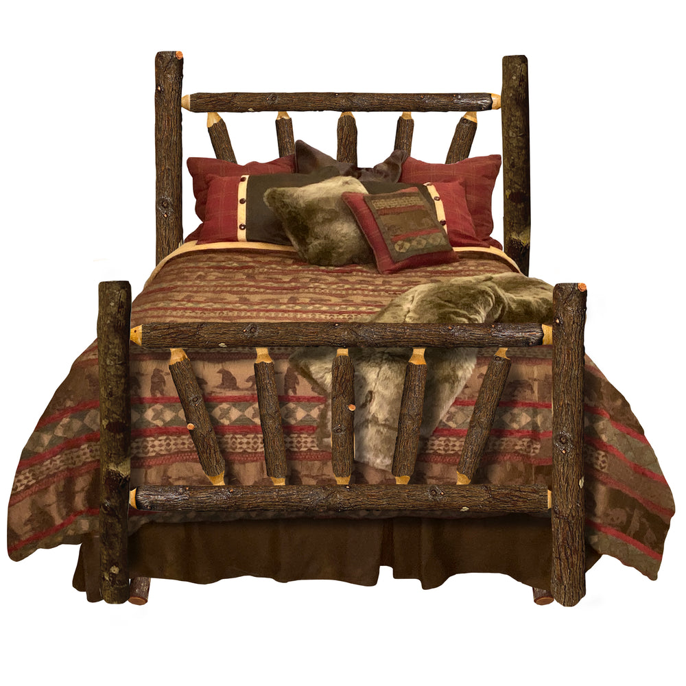 Log Bed | Starburst Log Bed Frame in Hickory Log Texture from Log Heads Home Center